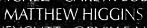 higgins's name engraved in the Wall